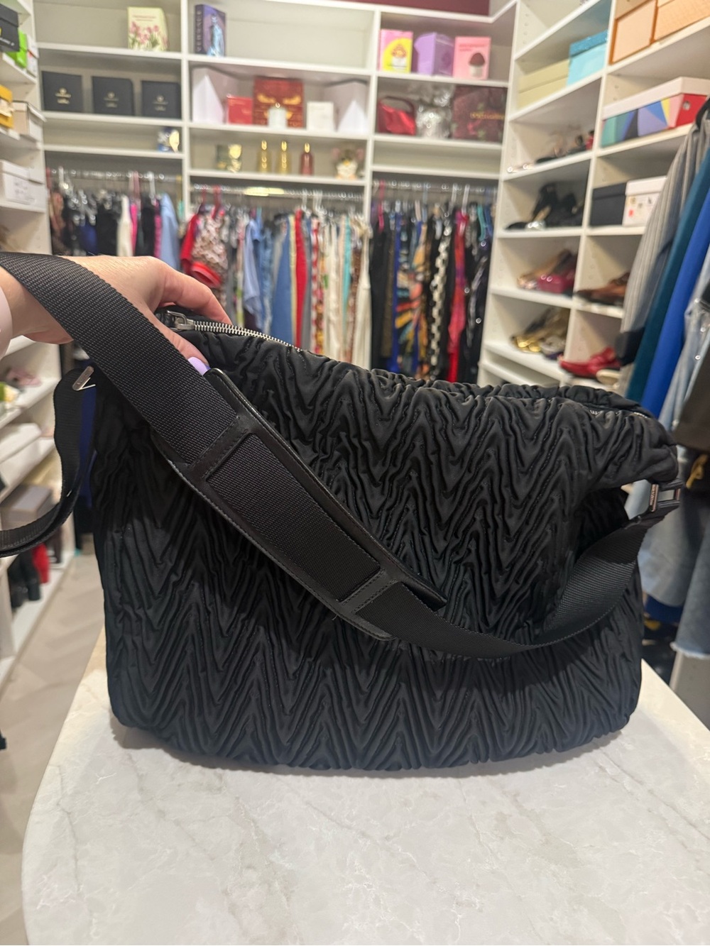 Prada Rare Tessuto Nylon Gaufre large messenger bag in EUC with COA - Picture 4 of 15
